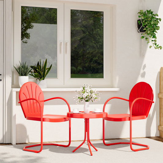 GONICHA 3-Piece Outdoor Bistro Set, Anti-Rust Retro Metal Table and Chairs for Outdoor Indoor