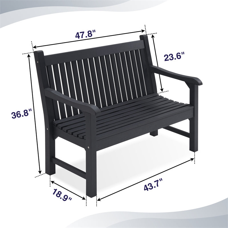 Psilvam Garden Bench, 2-Person Poly Lumber Patio Bench