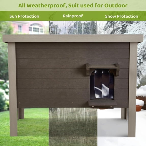 GONICHA Oversized Outdoor Cat House Weatherproof, Poly Lumber Cat Houses for Outdoor Cats Insulated, Feral Cat Shelter with Escape Door and Openable Roof