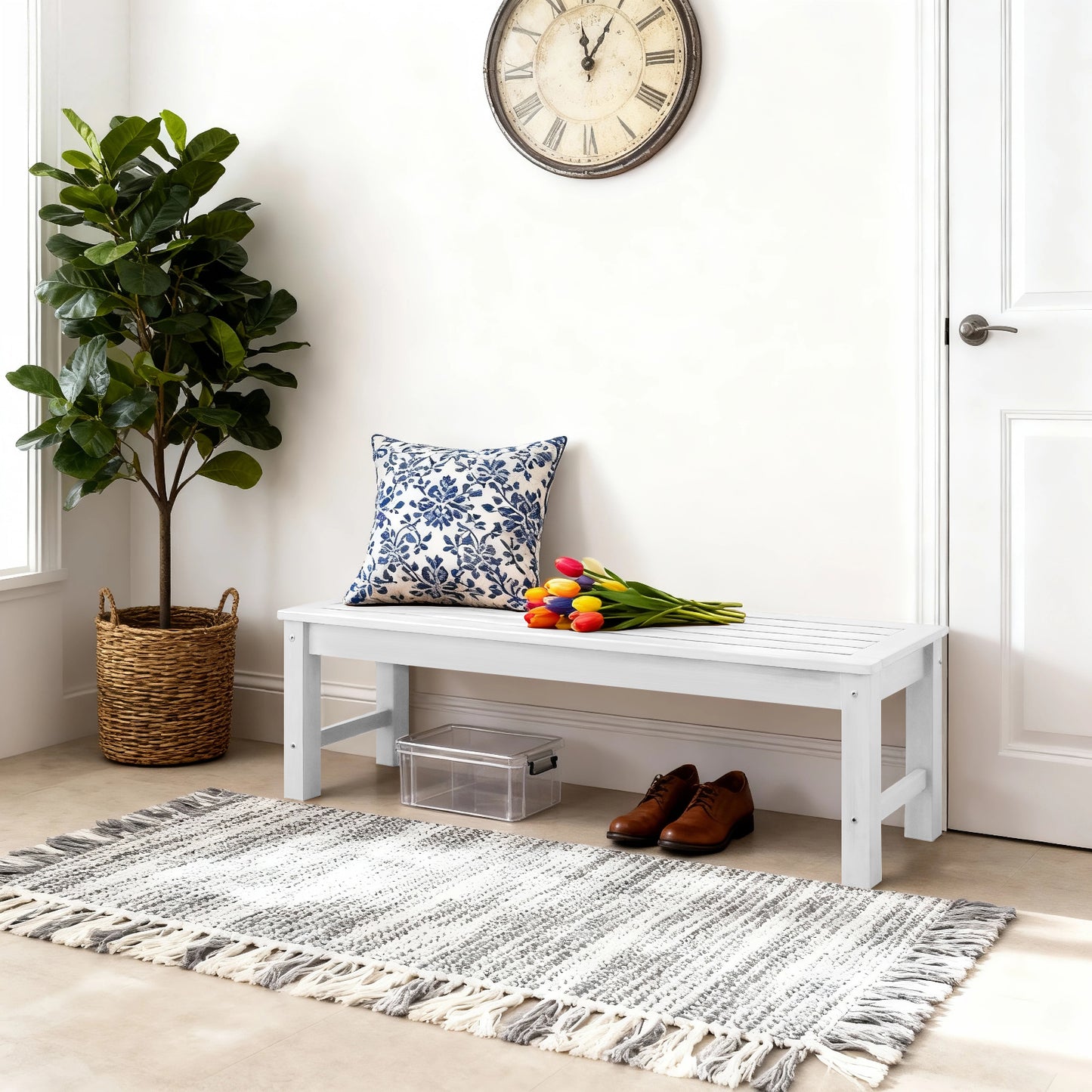 GONICHA Weatherproof Removable Bench,Two Person Outdoor Poly Lumber Patio Backless Bench