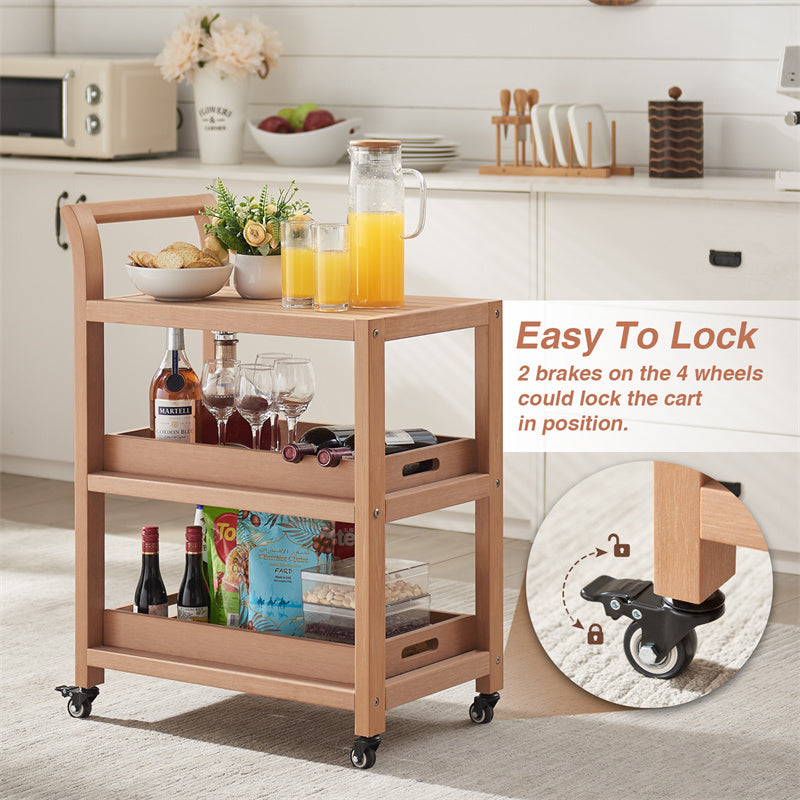 Psilvam Kitchen Cart Poly Lumber Waterproof Storage Cart