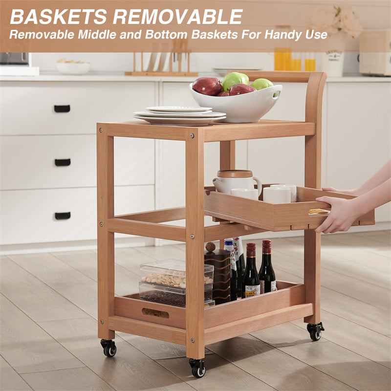 Psilvam Kitchen Cart Poly Lumber Waterproof Storage Cart