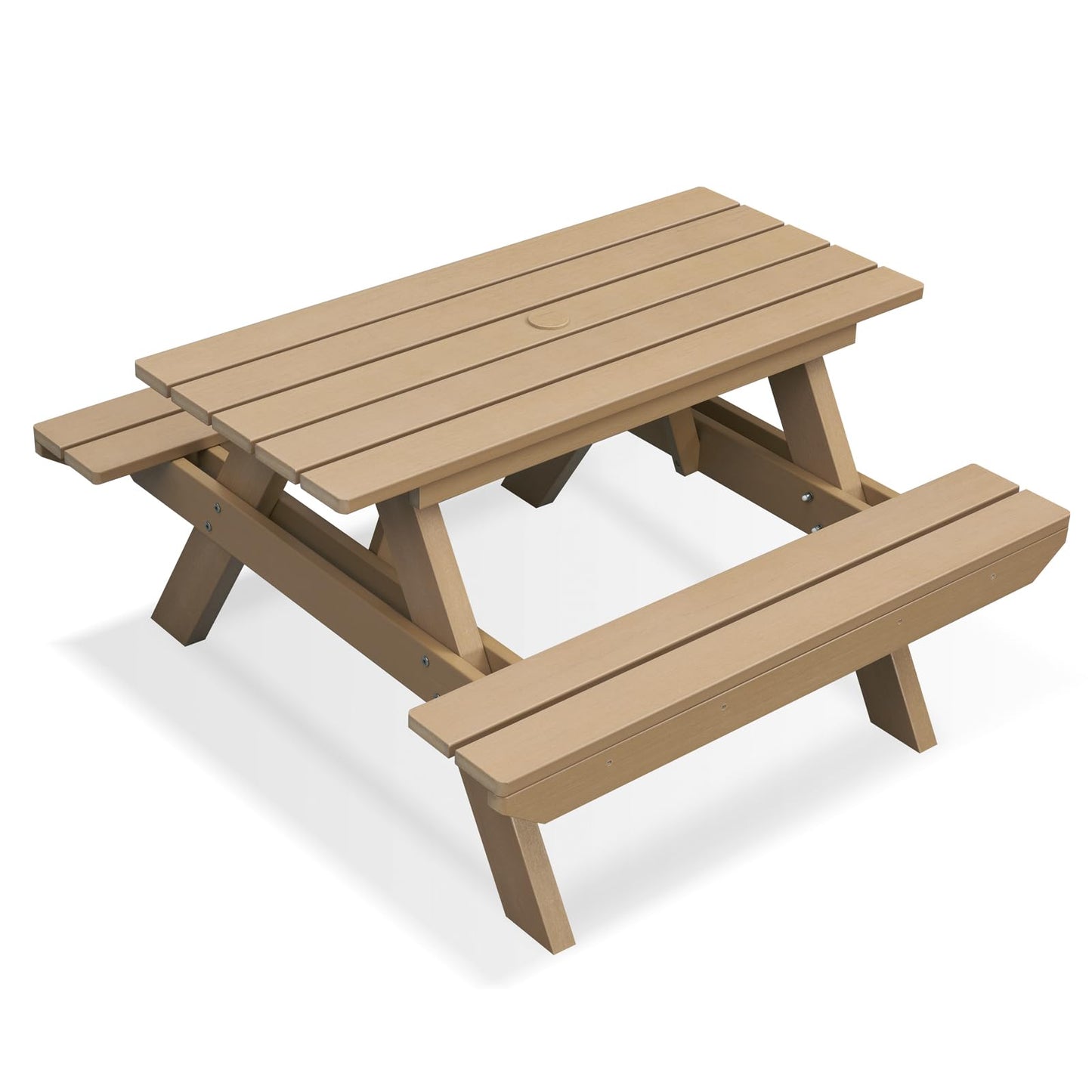 Psilvam All-in-One Outdoor Table and Chairs Teak Color