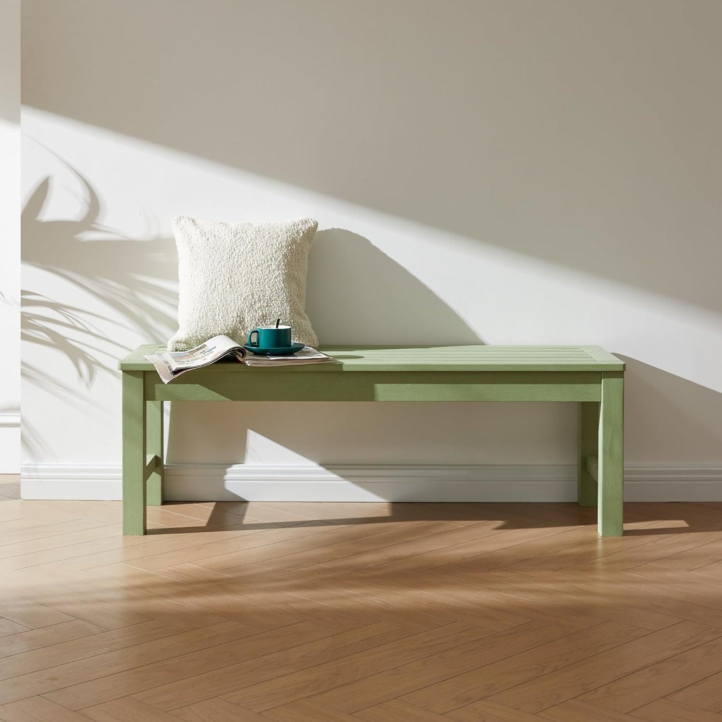 Psilvam Outdoor Bench, Two Person Poly Lumber Porch Bench, Weatherproof Garden Bench That Never Rot and Fade, All-Weather Patio Bench Suit for Garden, Porch, and Park