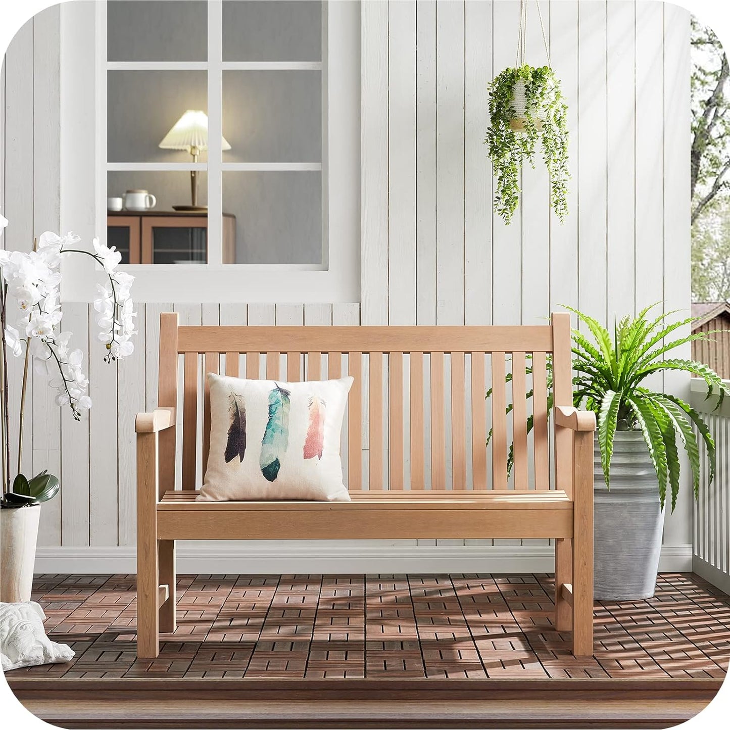 Psilvam Garden Bench, 2-Person Poly Lumber Patio Bench