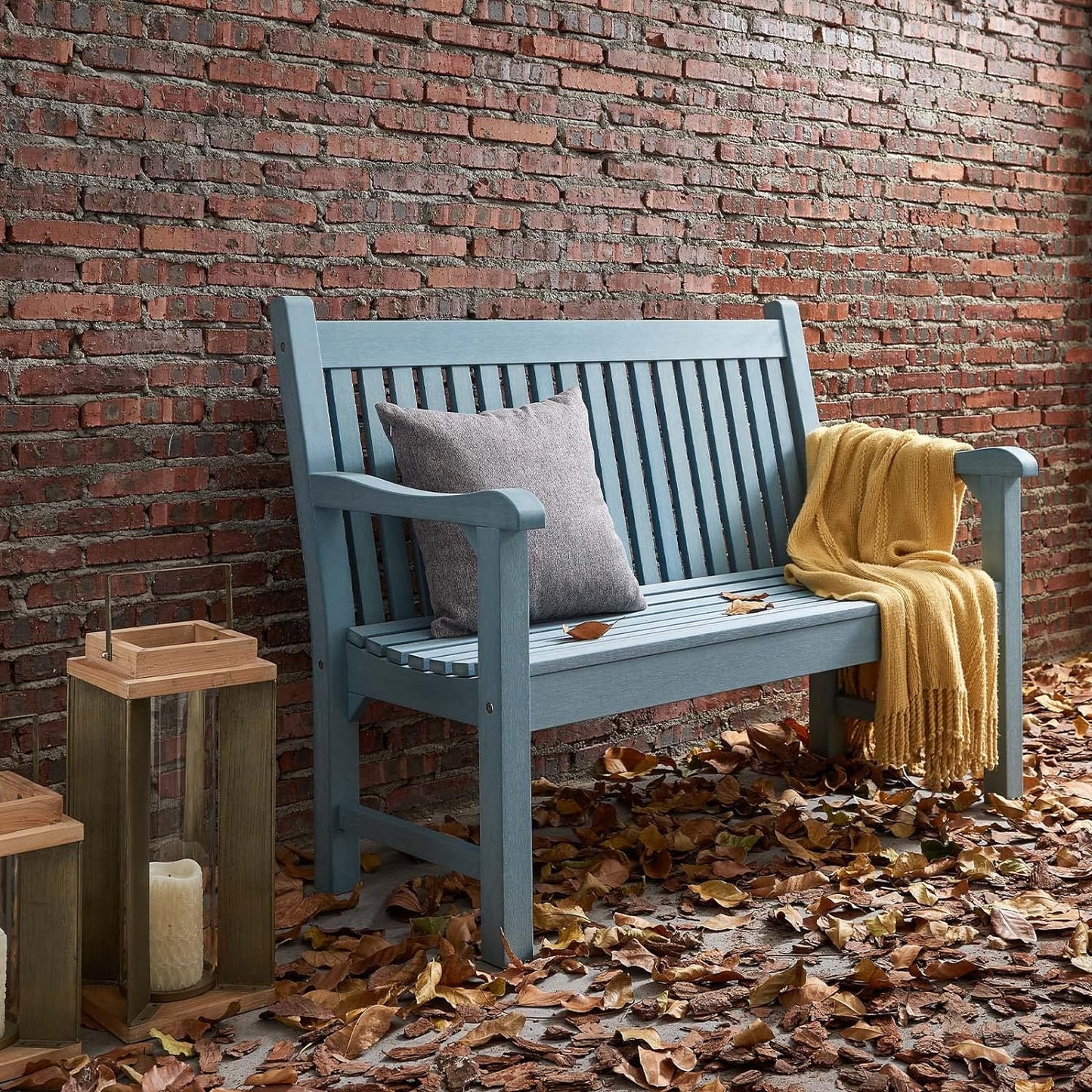Psilvam Garden Bench, 2-Person Poly Lumber Patio Bench