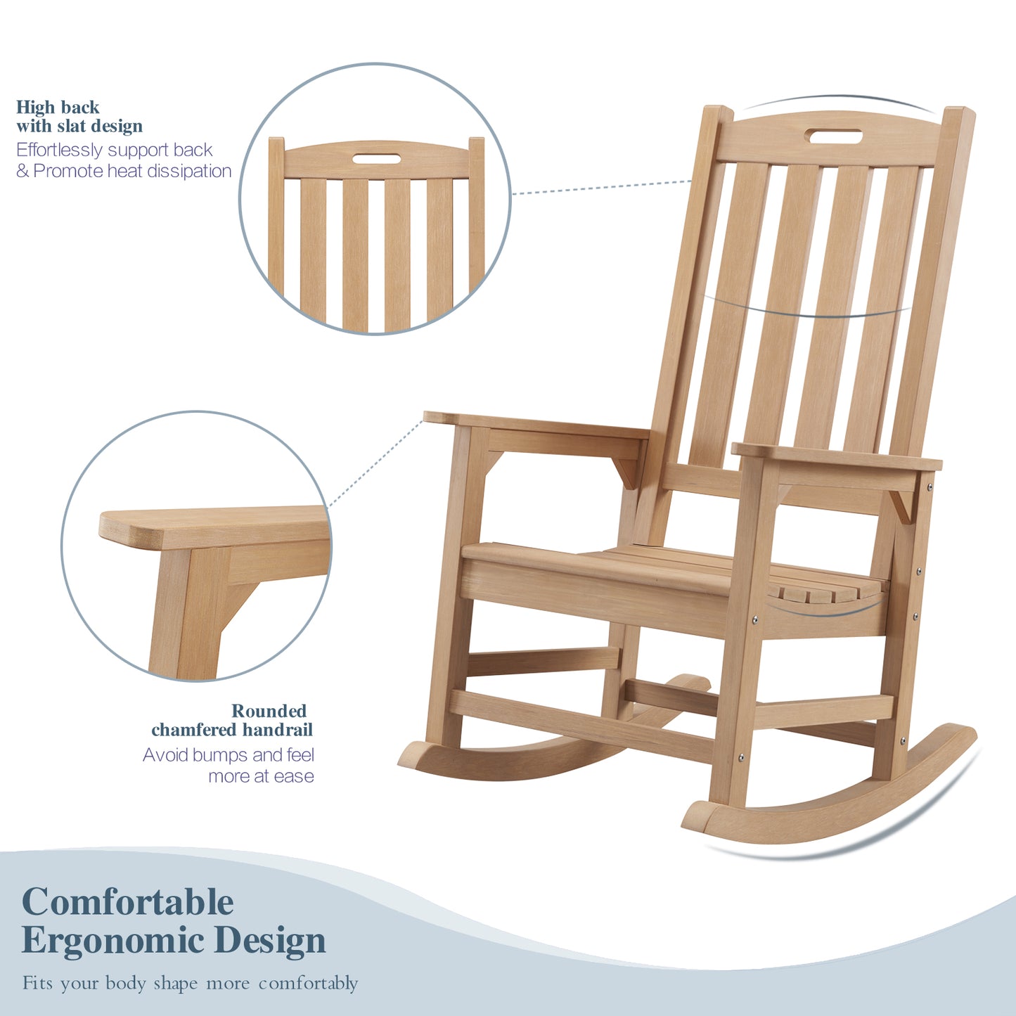 Psilvam Oversized Outdoor Rocking Chair