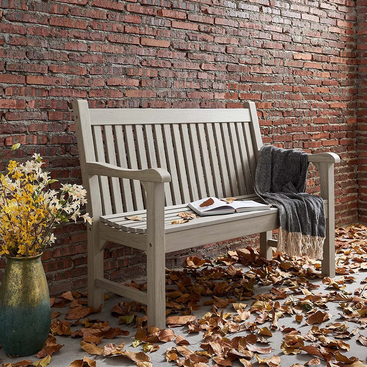 Psilvam Garden Bench, 2-Person Poly Lumber Patio Bench