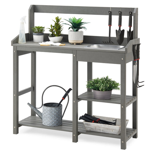 GONICHA Potting Bench, All-Weather Planting Table for Garden