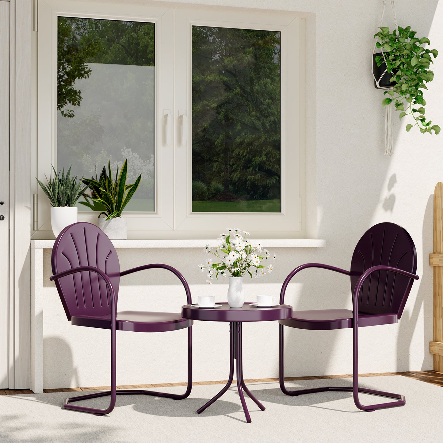 GONICHA 3-Piece Outdoor Bistro Set, Anti-Rust Retro Metal Table and Chairs for Outdoor Indoor