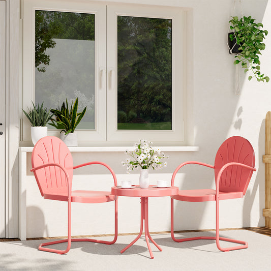 GONICHA 3-Piece Outdoor Bistro Set, Anti-Rust Retro Metal Table and Chairs for Outdoor Indoor