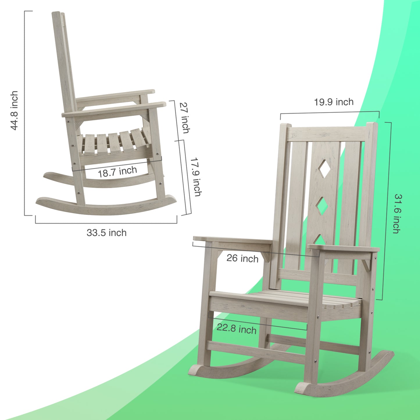 HDPE Oversized Outdoor Rocking Chair Porch rocking chair