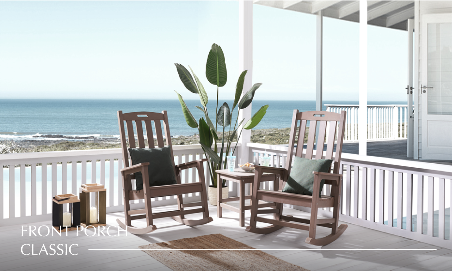 Psilvam Patio Rocking Chairs Set of 2, Poly Lumber Porch Rocker with High  Back, 350Lbs Support Rocking Chairs for Both Outdoor and Indoor, Poly  Rocker