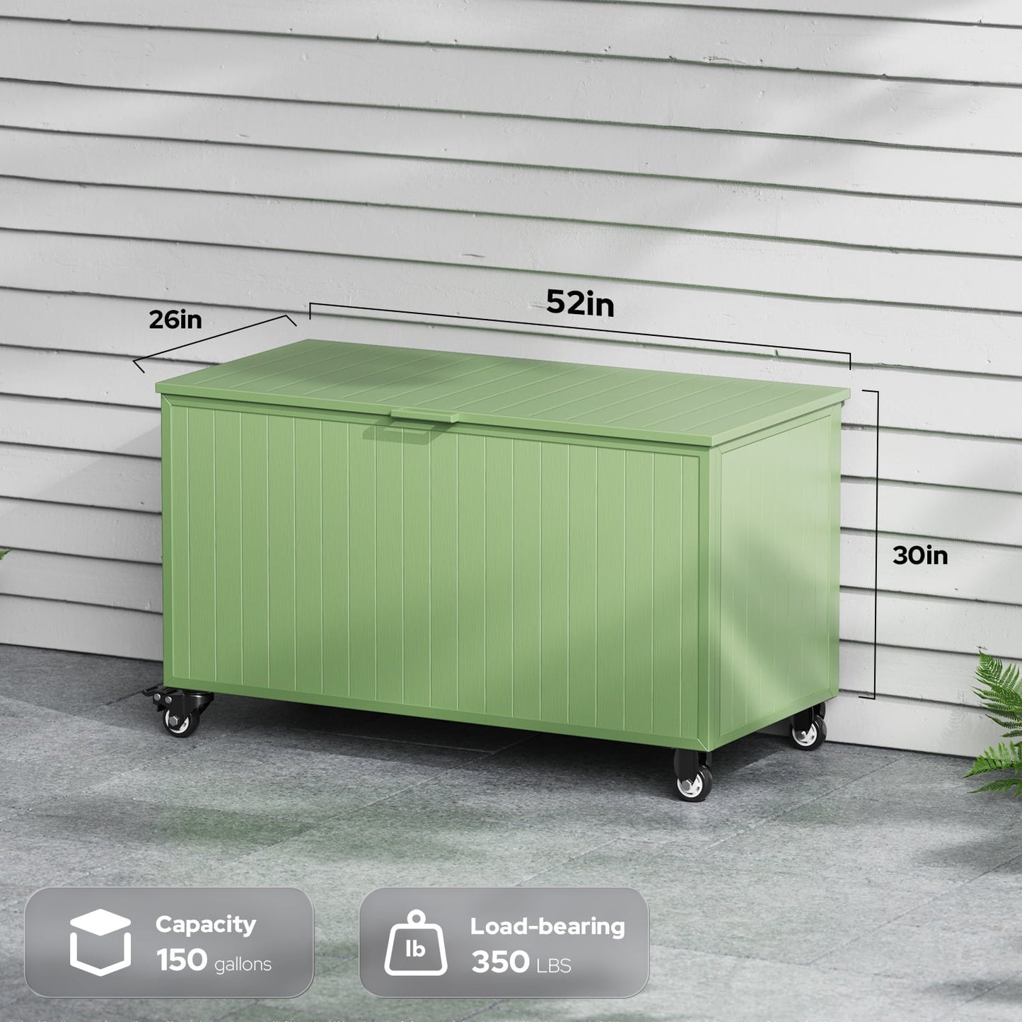 GONICHA 150 Gallon Outdoor Storage Box with Swivel Wheels,Waterproof Deck Box with Lid