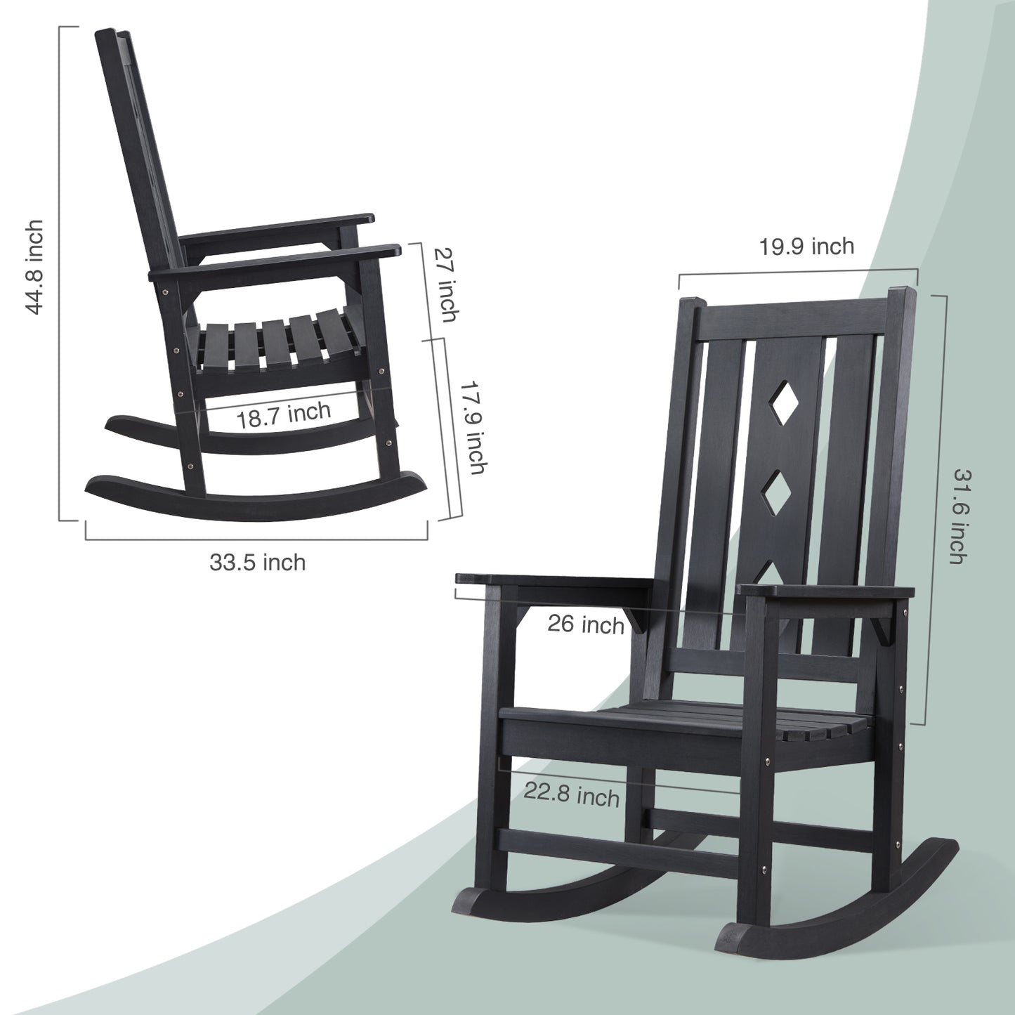 HDPE Oversized Outdoor Rocking Chair Porch rocking chair