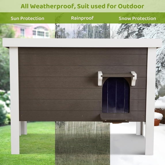 GONICHA Oversized Outdoor Cat House Weatherproof, Poly Lumber Cat Houses for Outdoor Cats Insulated, Feral Cat Shelter with Escape Door and Openable Roof