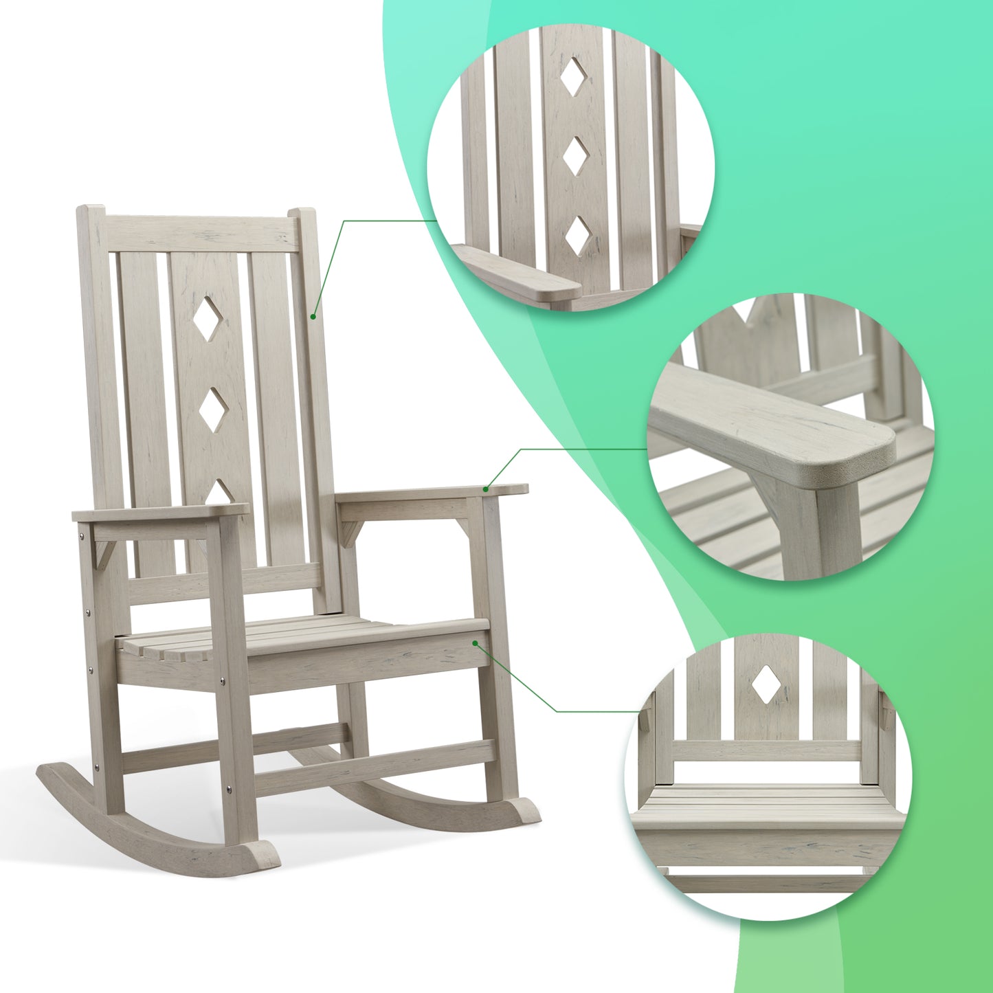 HDPE Oversized Outdoor Rocking Chair Porch rocking chair