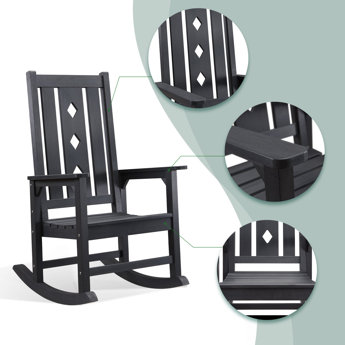 HDPE Oversized Outdoor Rocking Chair Porch rocking chair