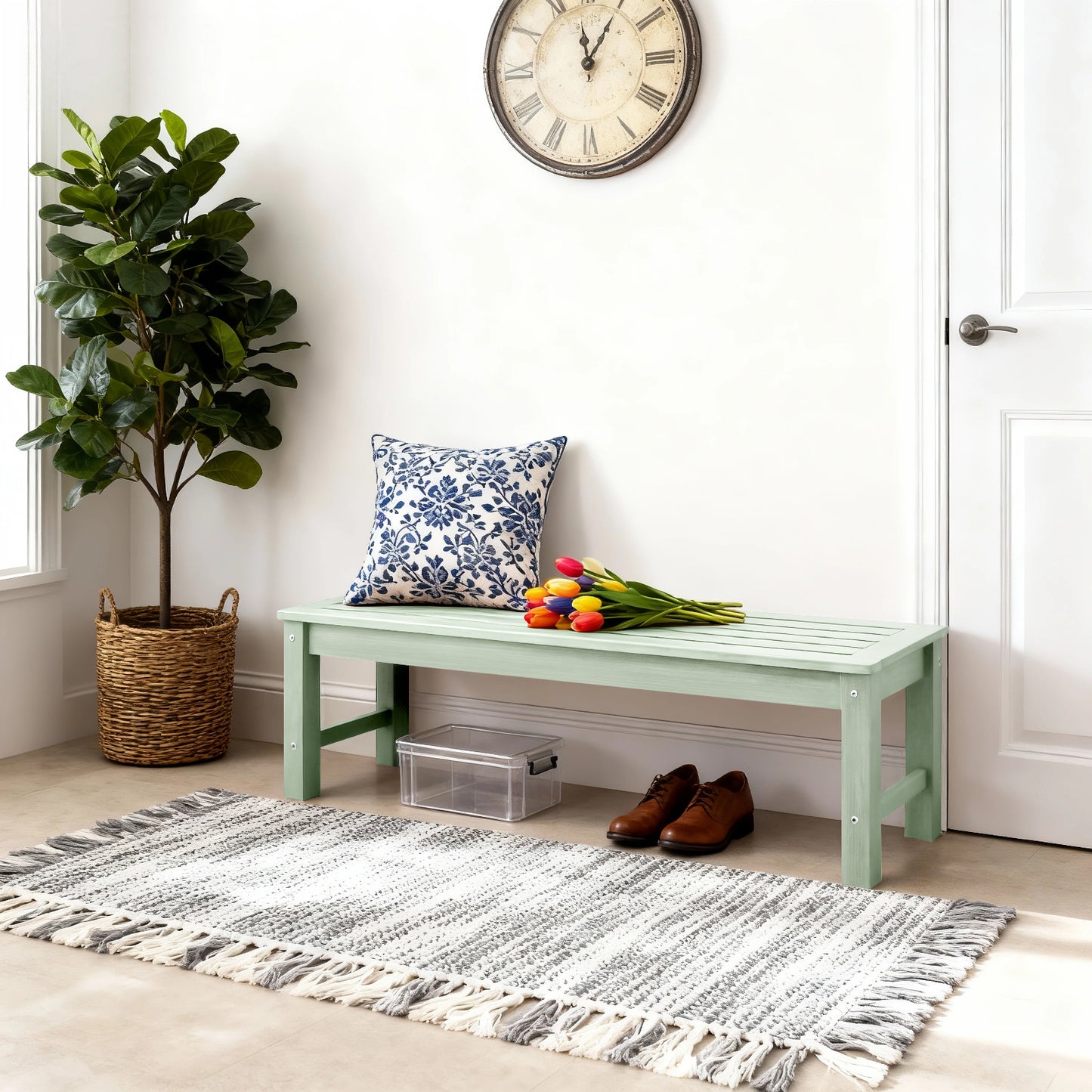 GONICHA Weatherproof Removable Bench,Two Person Outdoor Poly Lumber Patio Backless Bench