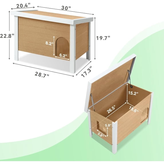 GONICHA Outdoor Cat House Weatherproof, Poly Lumber Cat Houses for Outdoor Cats Insulated, Feral Cat Shelter with Escape Door and Openable Roof