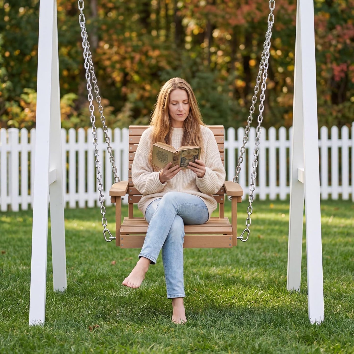 Kaleemen Porch Swing Poly Lumber Outdoor Hanging Swing Chair