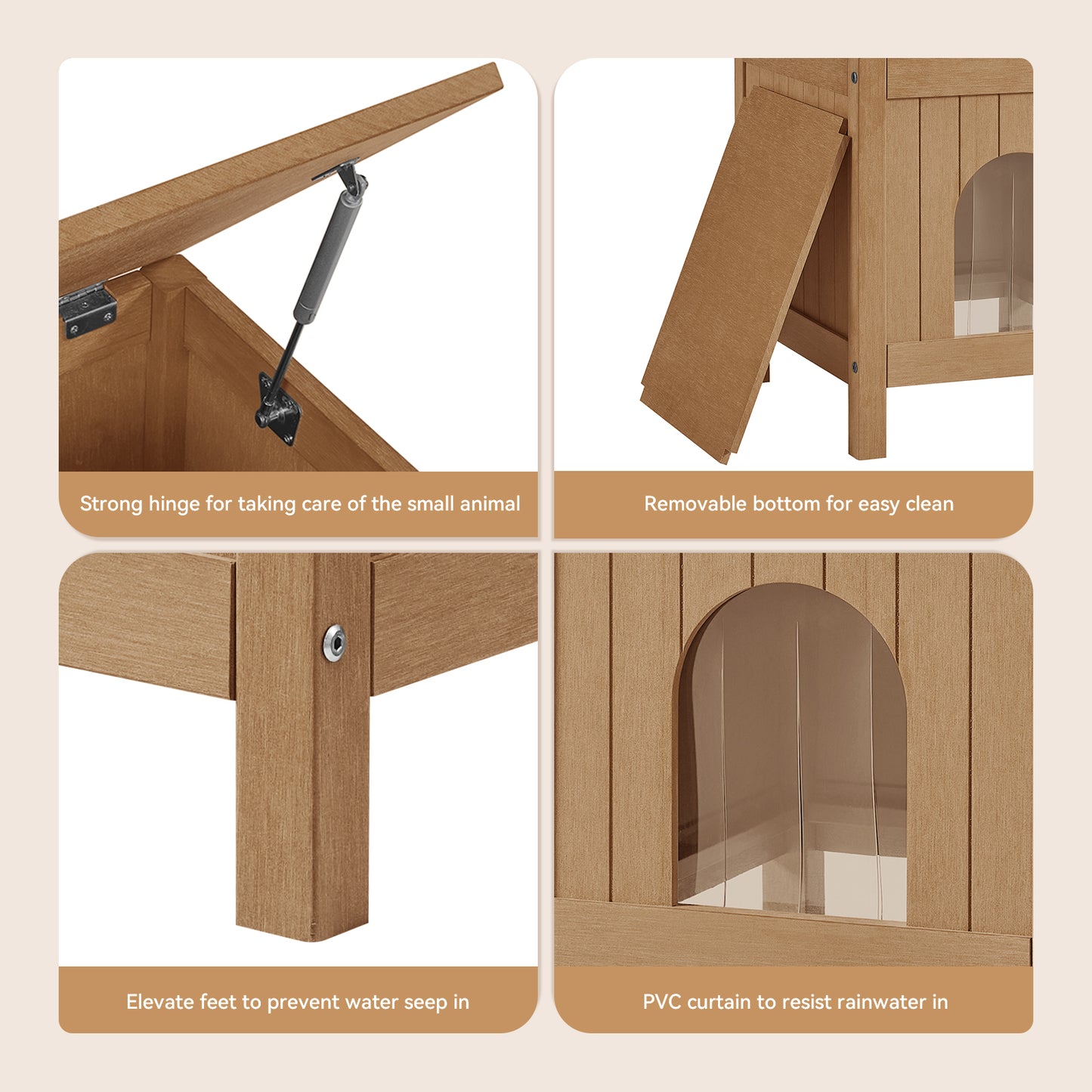 Psilvam Cat House with Side Table Function, Weatherproof Poly Lumber Outdoor Cat Shelter