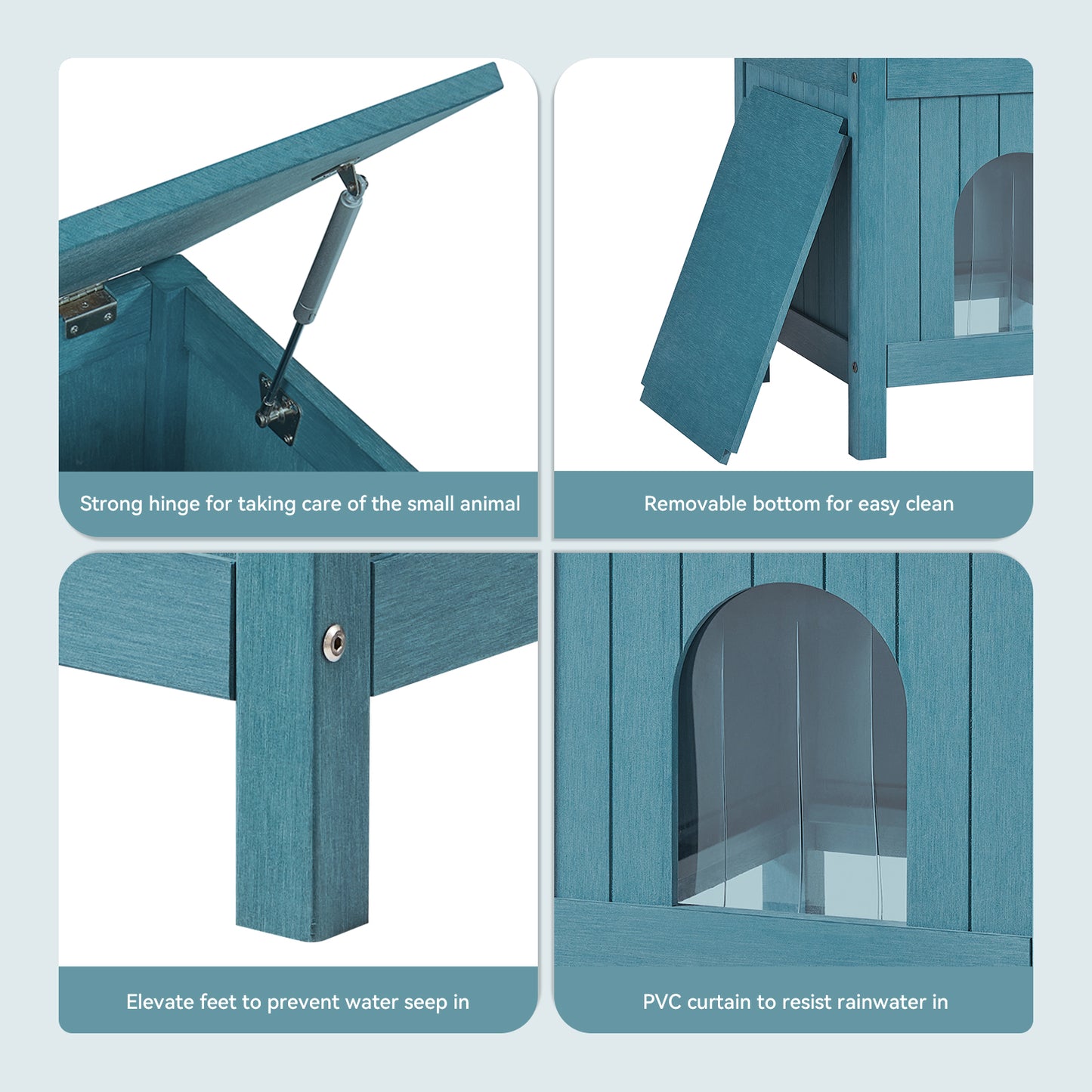 Psilvam Cat House with Side Table Function, Weatherproof Poly Lumber Outdoor Cat Shelter