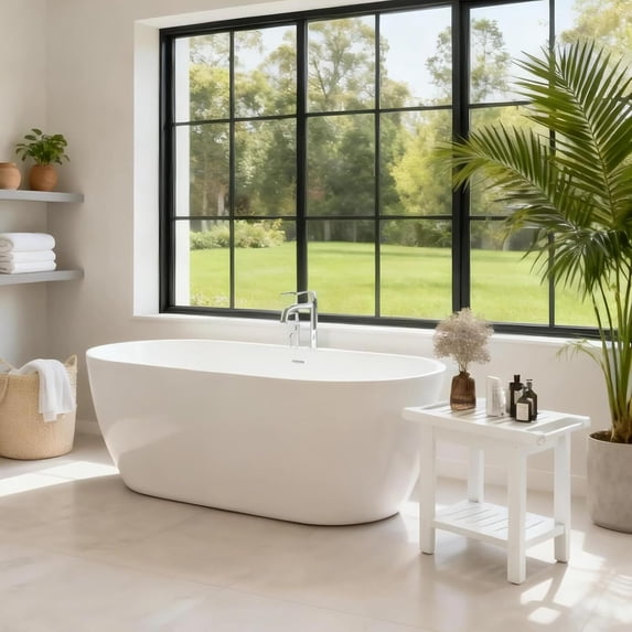 Kaleemen Shower Bench for Inside Shower with Handles, Waterproof Shower Stool with Storage Shelf & Anti-Slip Feet
