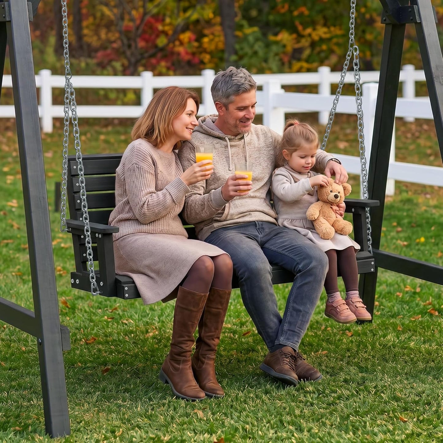 Kaleemen Porch Swing Poly Lumber Outdoor Hanging Swing Chair