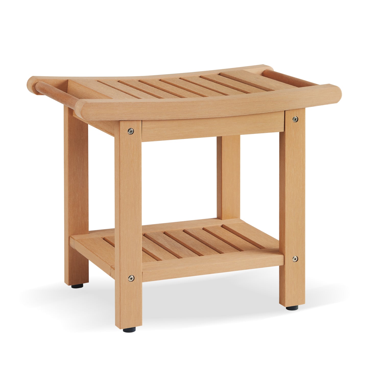 Kaleemen Shower Bench for Inside Shower with Handles, Waterproof Shower Stool with Storage Shelf & Anti-Slip Feet