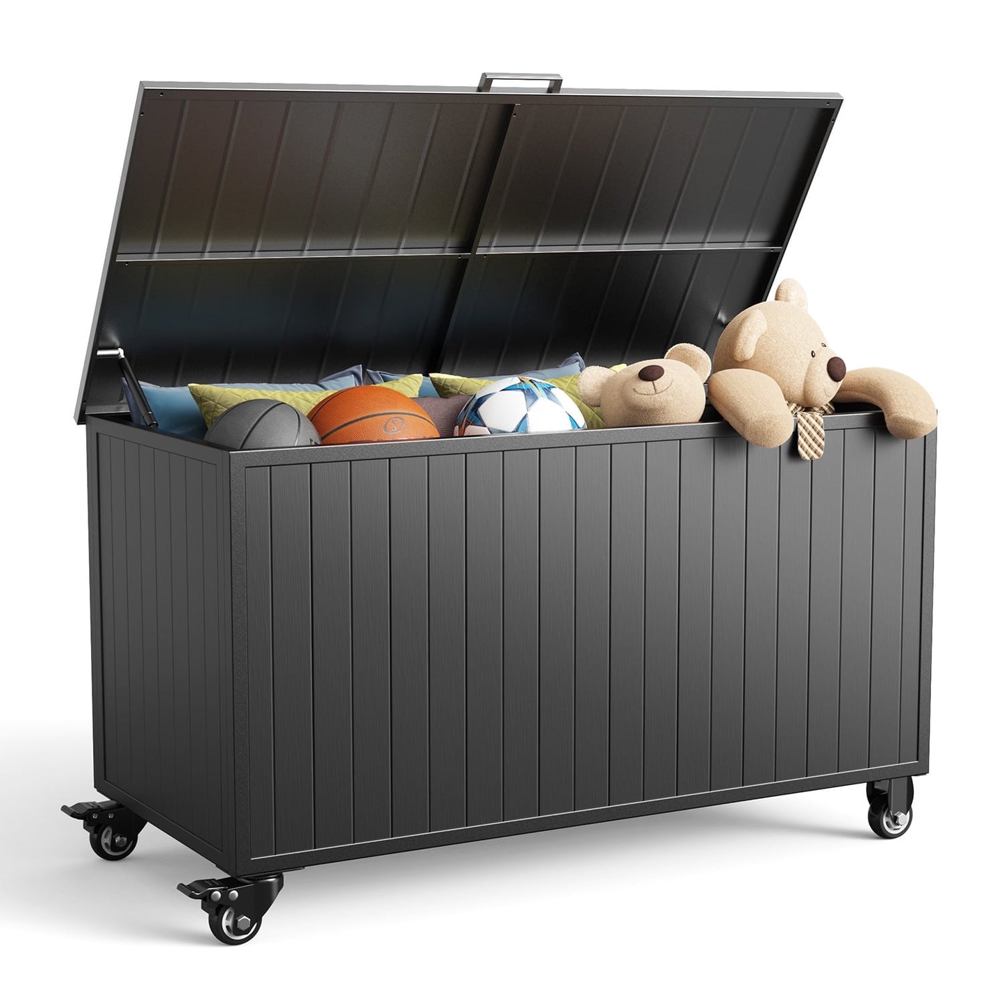 GONICHA 150 Gallon Outdoor Storage Box with Swivel Wheels,Waterproof Deck Box with Lid