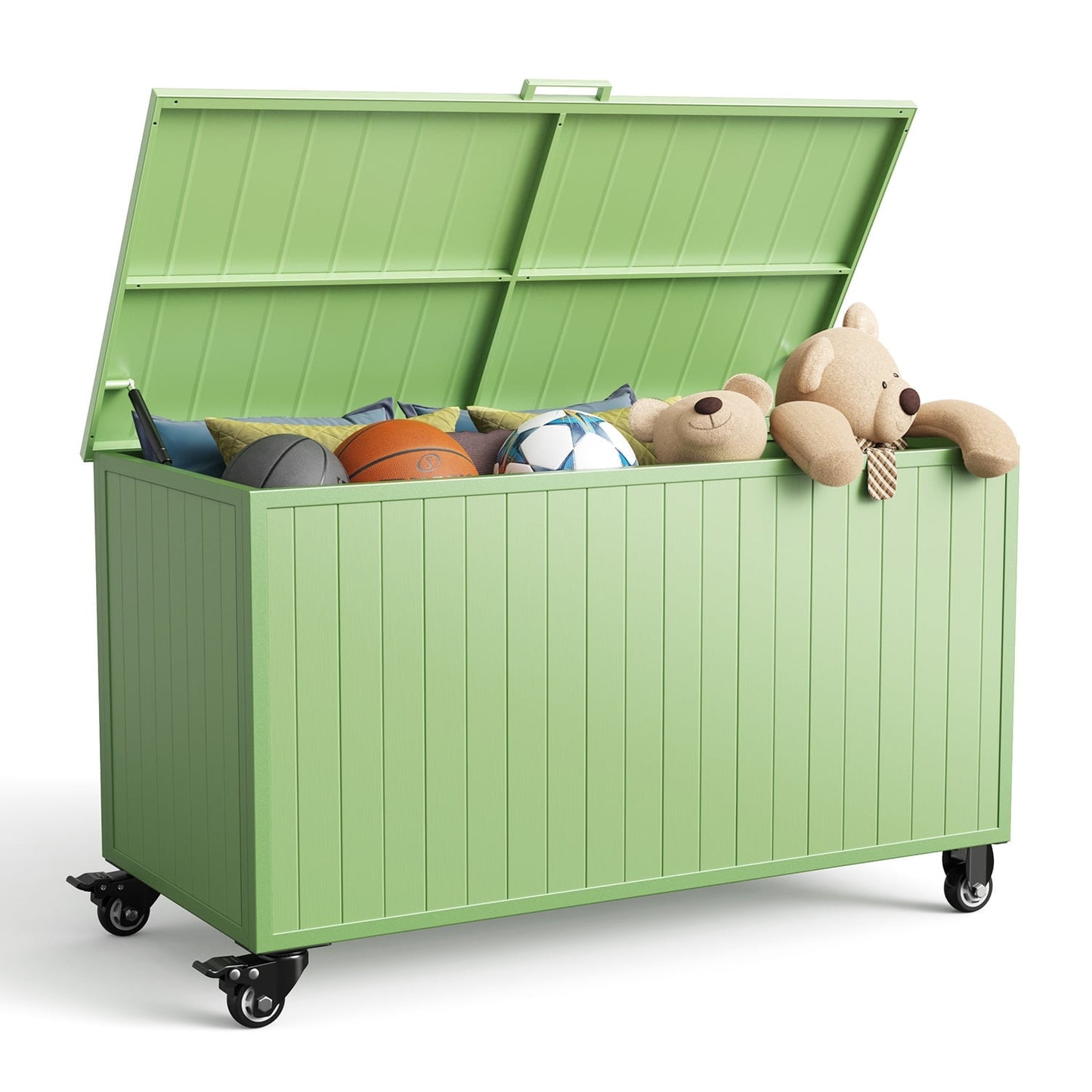 GONICHA 150 Gallon Outdoor Storage Box with Swivel Wheels,Waterproof Deck Box with Lid