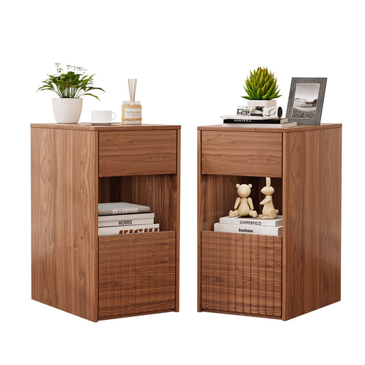 GONICHA End Table Nightstand with 2 Drawers,Walnut