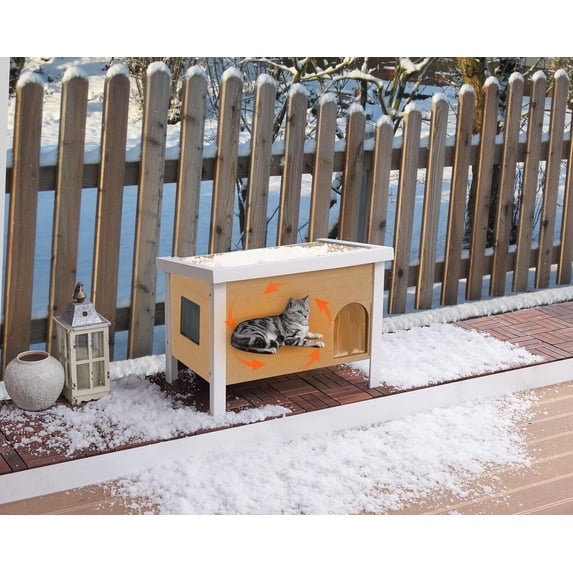 GONICHA Outdoor Cat House Weatherproof, Poly Lumber Cat Houses for Outdoor Cats Insulated, Feral Cat Shelter with Escape Door and Openable Roof