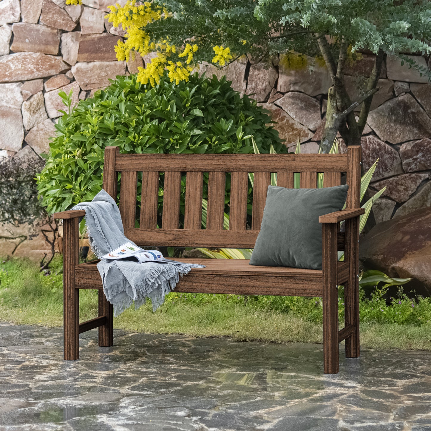 Kaleemen 2-Person All Weather Poly Lumber Outdoor Bench
