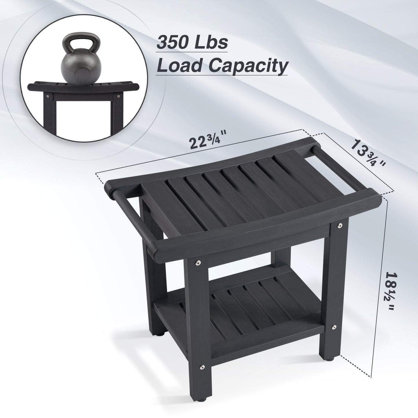 Kaleemen Shower Bench for Inside Shower with Handles, Waterproof Shower Stool with Storage Shelf & Anti-Slip Feet