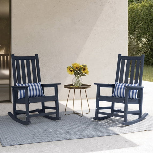 GONICHA HDPE Outdoor Rocking Chair with Widened Seats & High Backs Blue