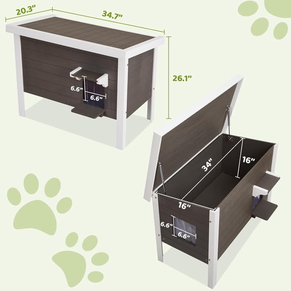 GONICHA Oversized Outdoor Cat House Weatherproof, Poly Lumber Cat Houses for Outdoor Cats Insulated, Feral Cat Shelter with Escape Door and Openable Roof