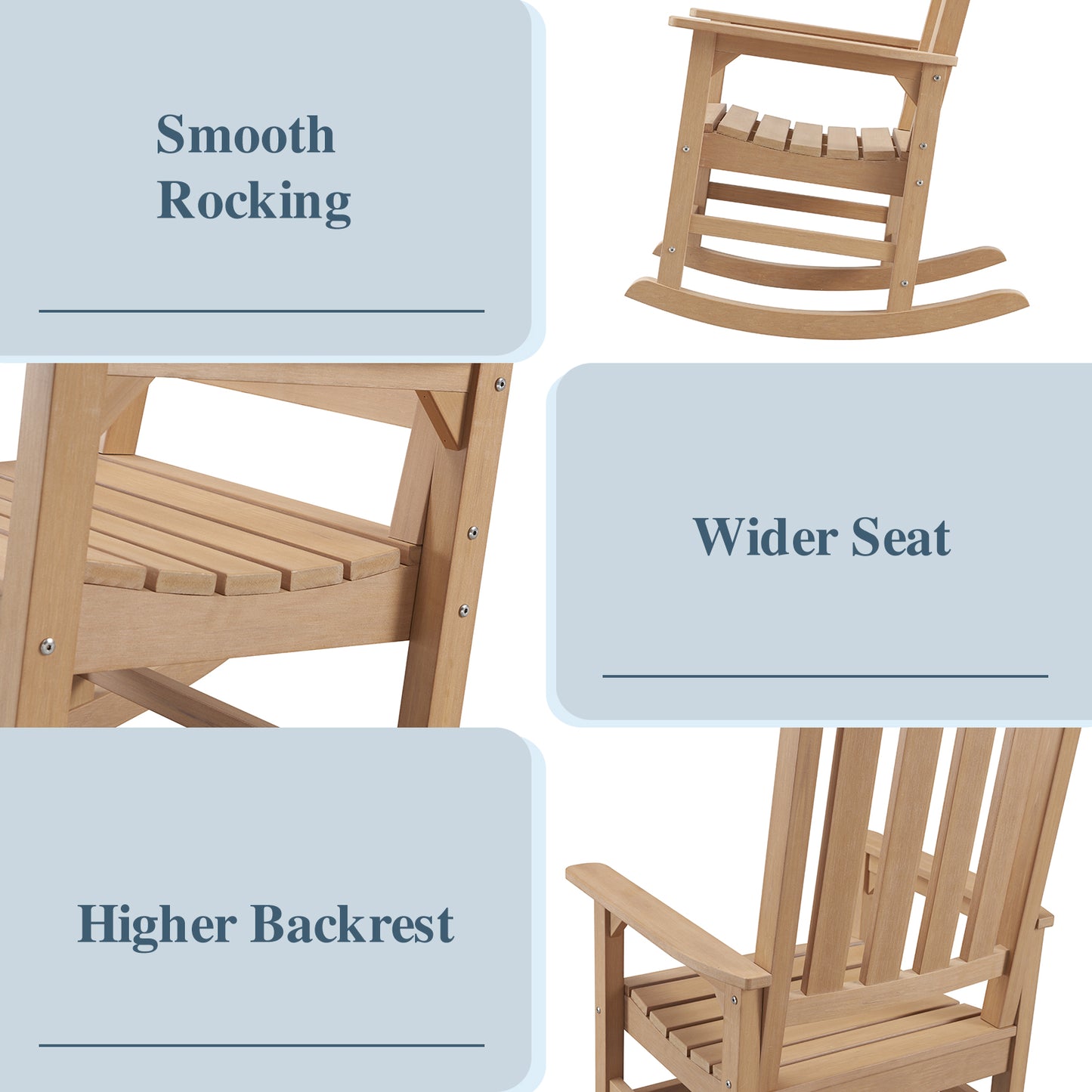 Psilvam Patio Rocking Chair, Poly Lumber Porch Rocker with High Back,  350Lbs Support Rocking Chairs for Both Outdoor and Indoor, Poly Rocker  Chair